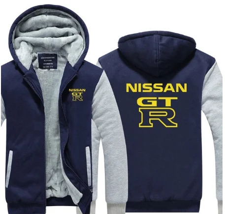 3 Новые зимние толстовки, мужские теплые толстовки для Nissan GTR, зимняя теплая утолщенная Вельветовая куртка, пальто на молнии, верхняя одежда, GT-R с капюшоном, топы-03 - Цвет: 3