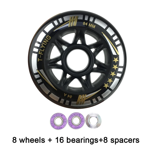 8 шт./компл. 84A 84 мм колеса для роликовых коньков Профессиональный Скорость Катание на коньках, кататься на коньках ролика колеса для гонок Patines LZ82 - Цвет: black wheels bearing