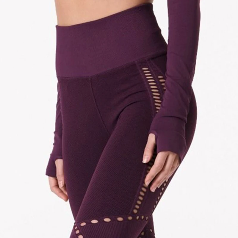 Штаны для йоги, сетчатые однотонные спортивные штаны для спортзала, женские спортивные Леггинсы, для фитнеса, открытая сексуальная одежда для активного отдыха, для тренировок, с высокой талией, эластичные брюки