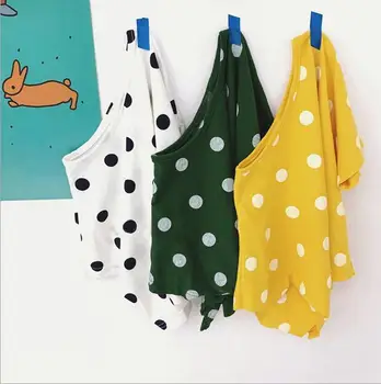 

2020 New Arrival Girls Boys Dots T-Shirt Cotton Summer Short Sleeve Kids Top 1-7t PY326