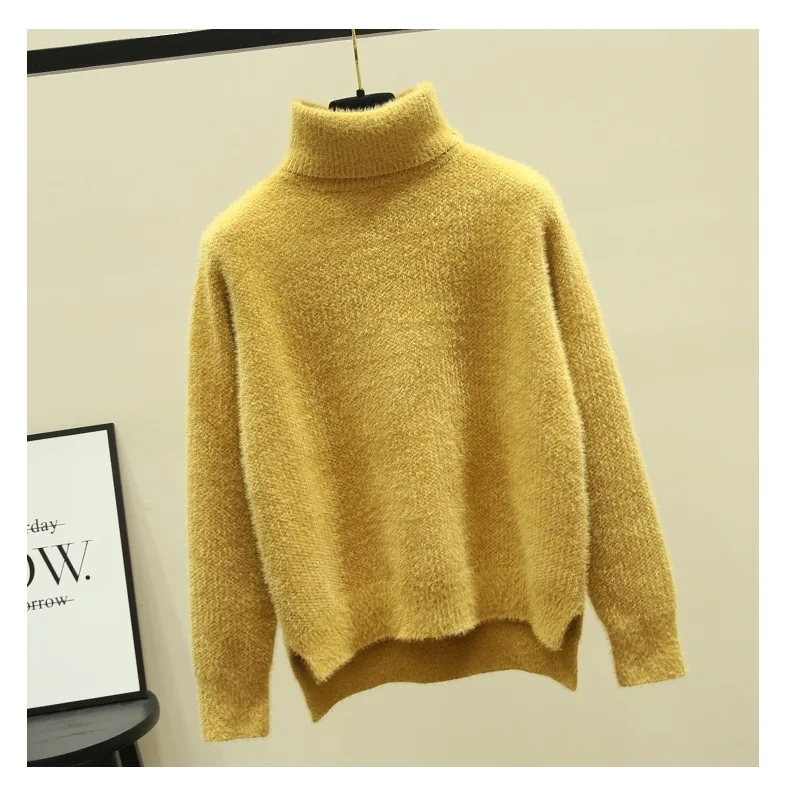 KAYOULAI Sweater Women High Collar Imitation Swater Velvet White Thick Chenille Pullover High Quality Jersey Mujer