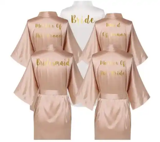 Rose Gold Satin Silk bride robe Wedding 