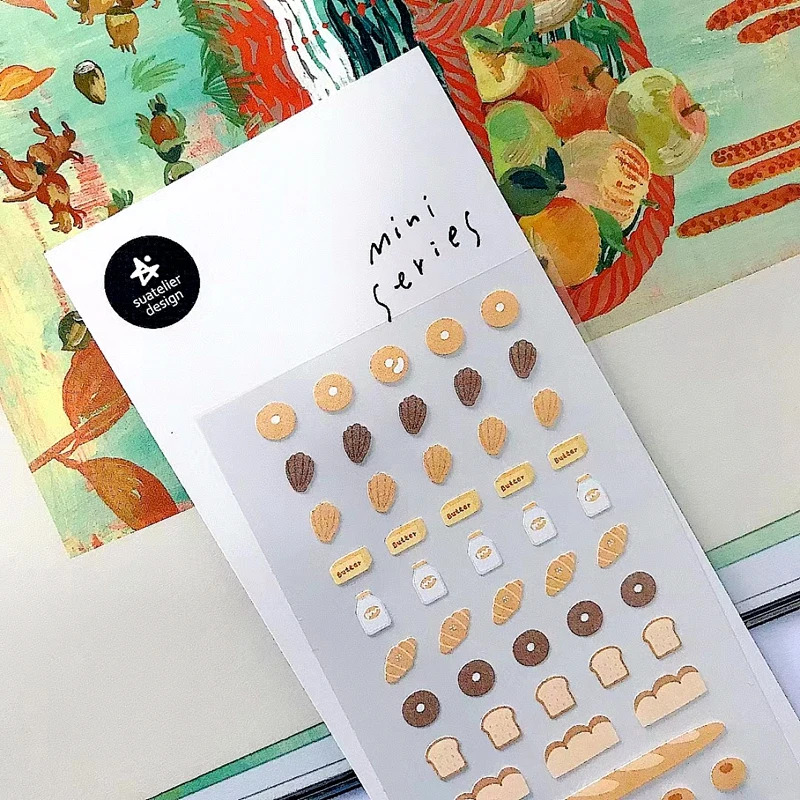 Stickers Korean Suatelier Mini Scrapbooking Bakery Bread Cute Diary Sticker Junk Journal Album DIY Decoration Craft Stationery