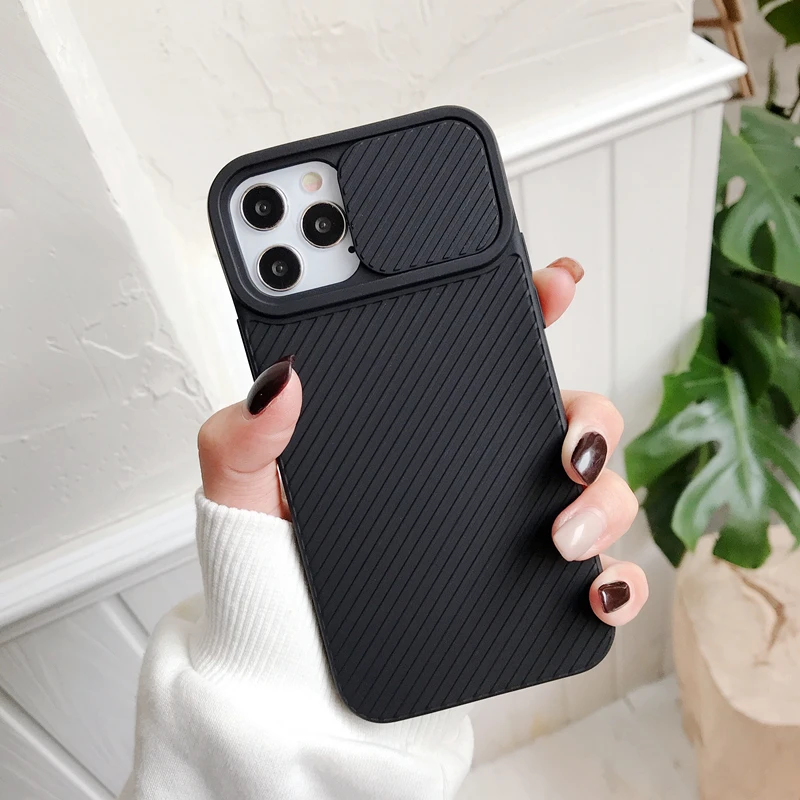 Camera Lens Protection Phone Case For iPhone 12 Mini 11 Pro Max XS Max XR X 7 8 Plus SE 2020 Square Stripe Silicone Back Cover