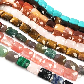 

Natural Stone Faceted Square shape Beads Agates crystal Bead Making For Jewelry DIY Necklace Bracelet Accessories