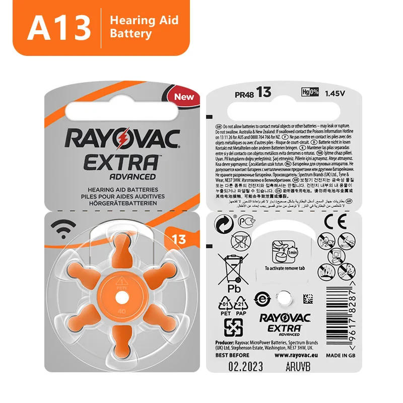 Hearing Aid Batteries A10 PR70.A13 P13 PR48. 60PCS/10 Cards RAYOVAC