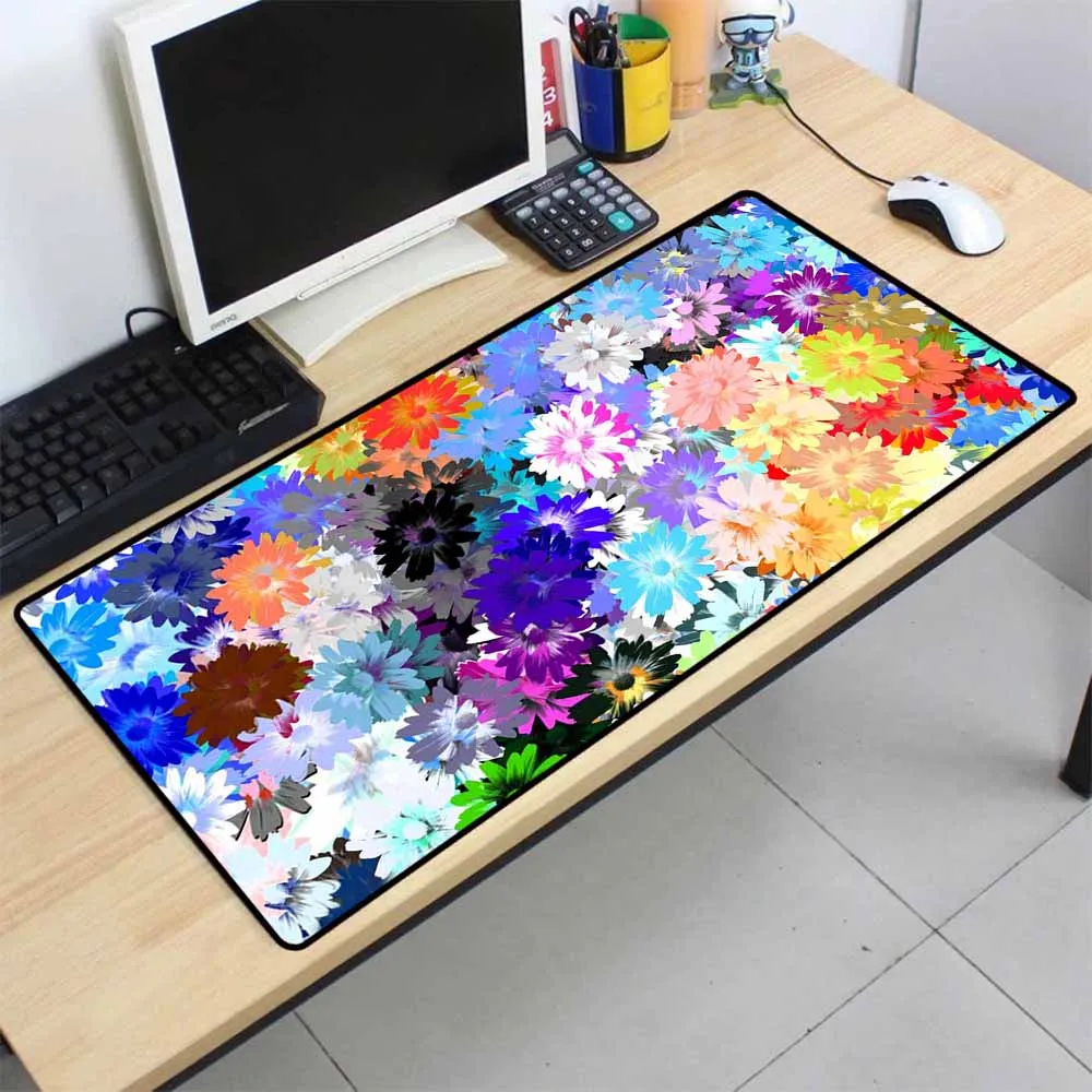 

XGZ Mousepad Lock Multicolored Flowers Oil Painting Game Mouse Pad Laptop Keyboard Pad Office Mousepad Game Accessories Desk Mat