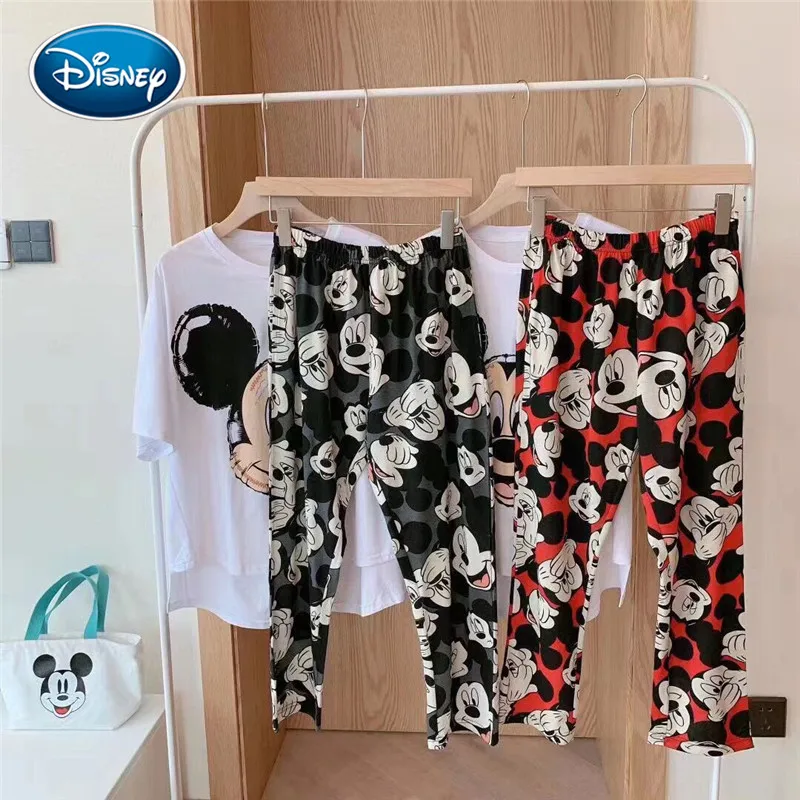 Mickey Avatar Home Service Female Summer Disney Short Sleeve Trousers Pajamas Female Cartoon Mickey Print Pajamas 6