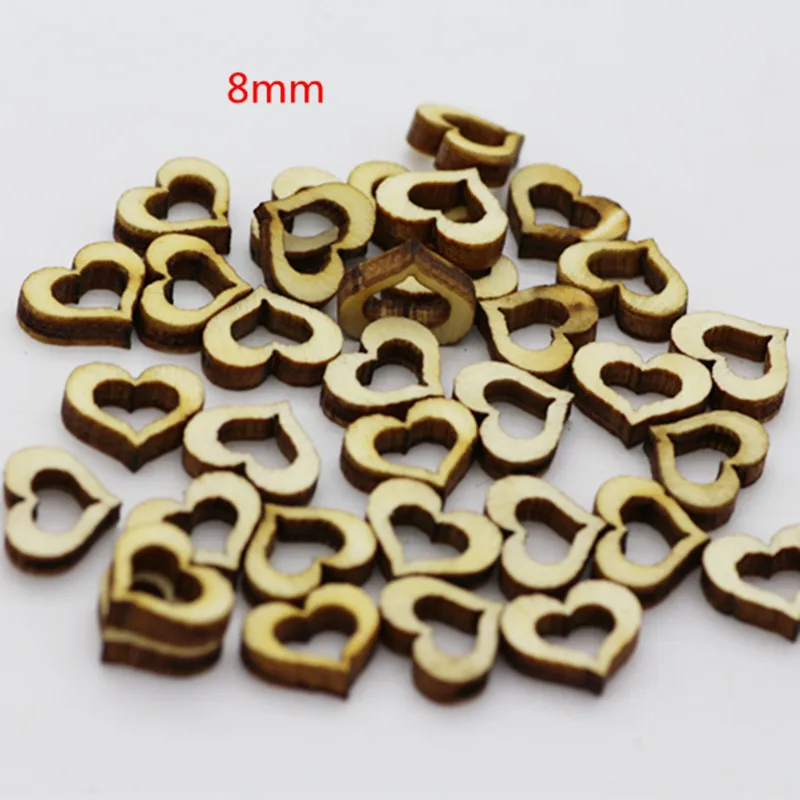 Wooden Hearts 8mm 100-200 шт выдалбливают Любовь Сердце деревянные пластинки DIY Ремесло Деревянные принадлежности сердца Свадебный декор украшения bateln материалы - Цвет: Wooden Hearts 8mm