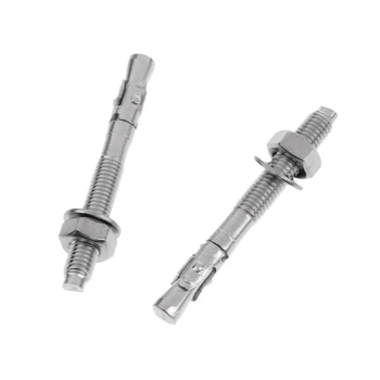 

2 Pairs 25KN Expansion Bolts and Hangers Stainless Steel Rock Climbing Sleeve Anchor Bolt Screws Nuts Gear