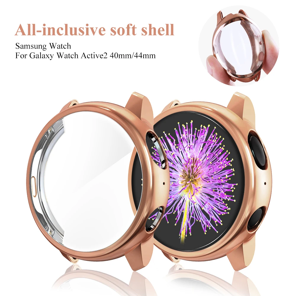 Funda para Samsung galaxy watch active 2 active 1, accesorios de parachoques, Protector de pantalla de silicona de cobertura completa