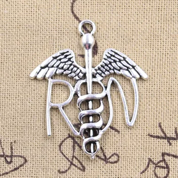 

6pcs Charms Caduceus Medical Symbol 43x37mm Antique Silver Color Pendants DIY Crafts Making Findings Handmade Tibetan Jewelry