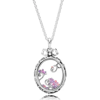 

New 925 Sterling Silver Necklace Dazzling Regal Pattern With Crystal Necklace For Women Wedding Gift Diy Fine Jewelry