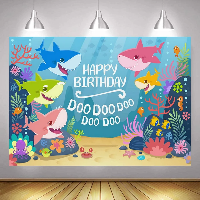 Happy Birthday Shark Banner Shark Banner Shark Theme Party 