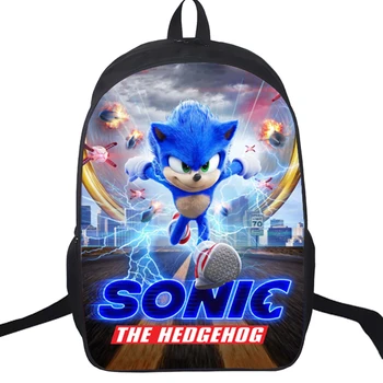 

16 Inch Sonic backpack Teenage Students back to school bag Sonic Daily Bag for boys Girls kids