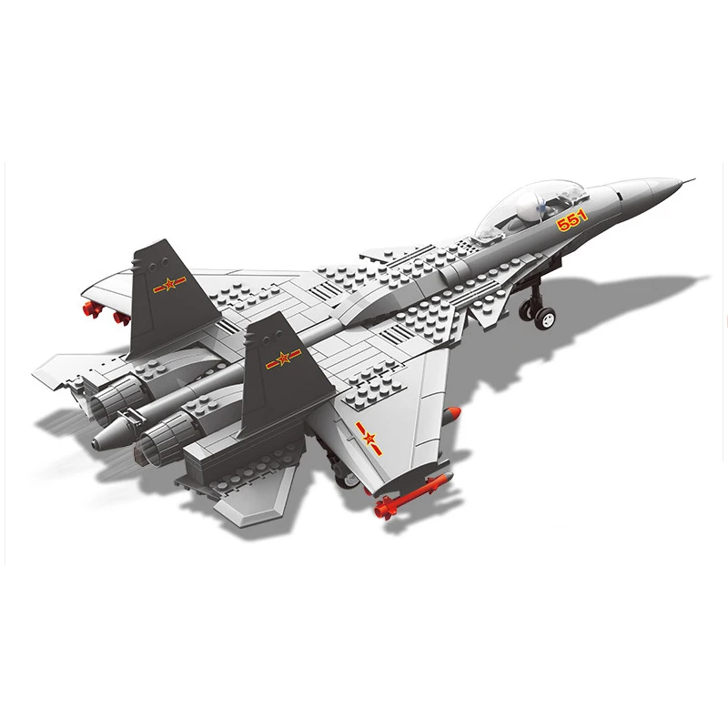 

281pcs J-15 Carrier-Based Fighter Morden Army Warcraft Military Warplane Plane Set DIY 3D Models Building Blocks Toys For Boys