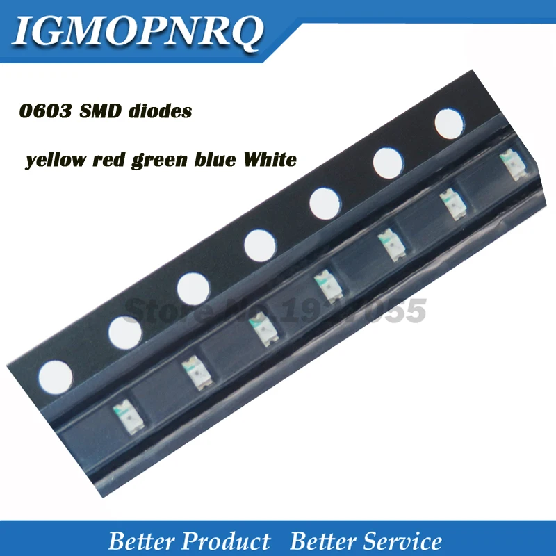 100 шт Улучшенный 0603 SMD светодиодный свет желтый красный зеленый синий белый 0603 smd (светодиодный s)