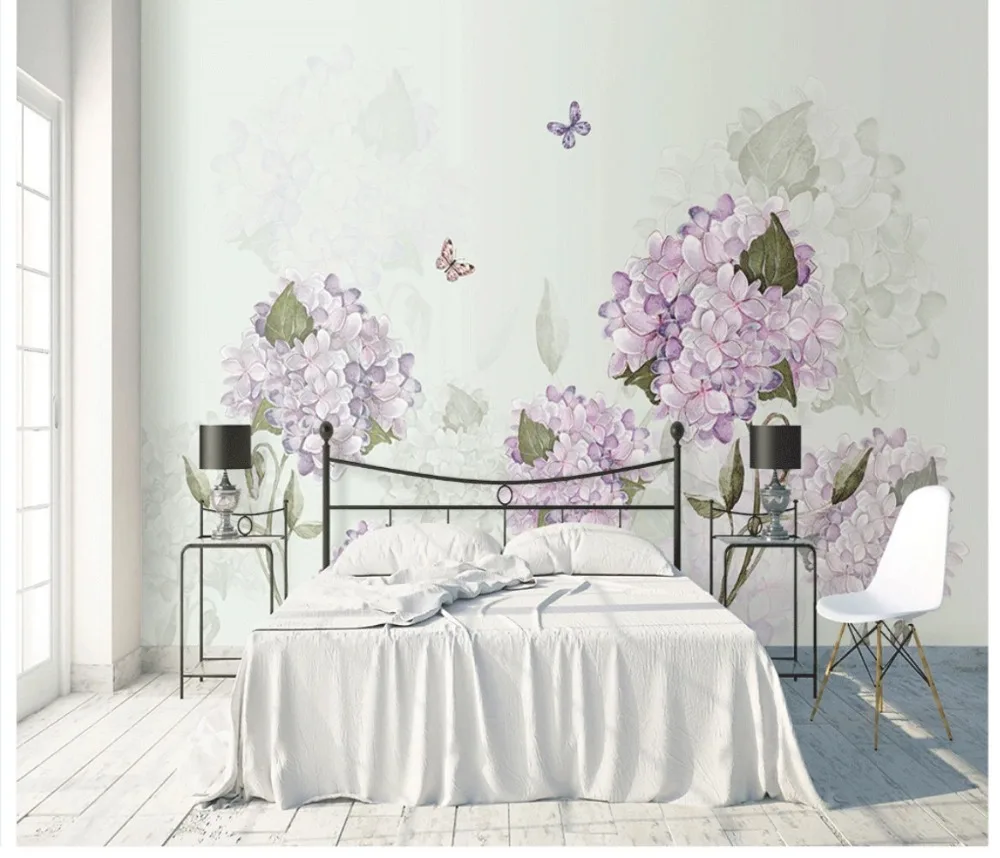 

Large custom mural Nordic hand-painted flower ball dandelion sofa TV background wall wallpaper wall covering