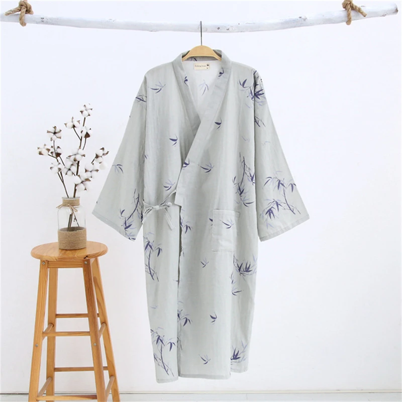 Японский стиль кимоно кардиган платье для женщин Yukata мужчин Haori хлопок юката Халат тонкий корейский Ночная рубашка костюм самурая пижамы - Цвет: Color 13 Men