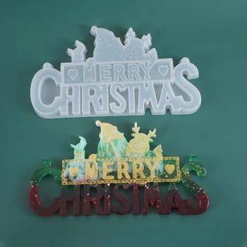 

Crystal Epoxy Resin Mold Christmas Letters Listed Decor Pendant Silicone Mould 634D