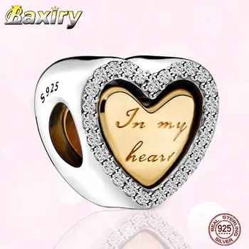 

Luxury Charms Bracelet DIY Two Heart Beads 925 Sterling Silver Fit Bracelet Charms Silver 925 Original Beads For Jewelry Making