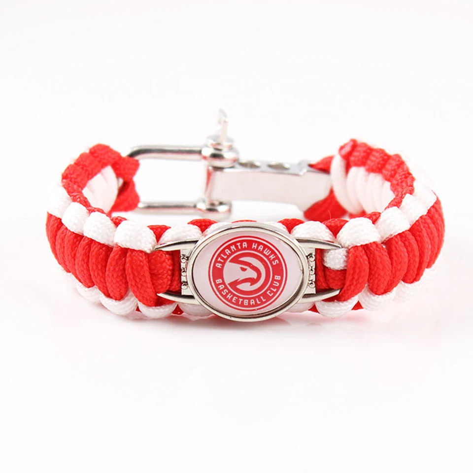 Red-White-1 Вязаный браслет для баскетбола, Модный Цветной веревочный плетеный браслет знаменитой баскетбольной команды, очаровательный мужской браслет, мужские ювелирные изделия - Окраска металла: Red-White-1