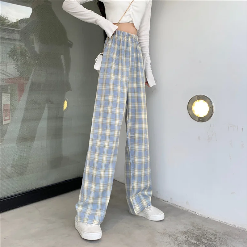 Wide Leg Plaid Pants 6 Colors - 1 - Kawaii Mix