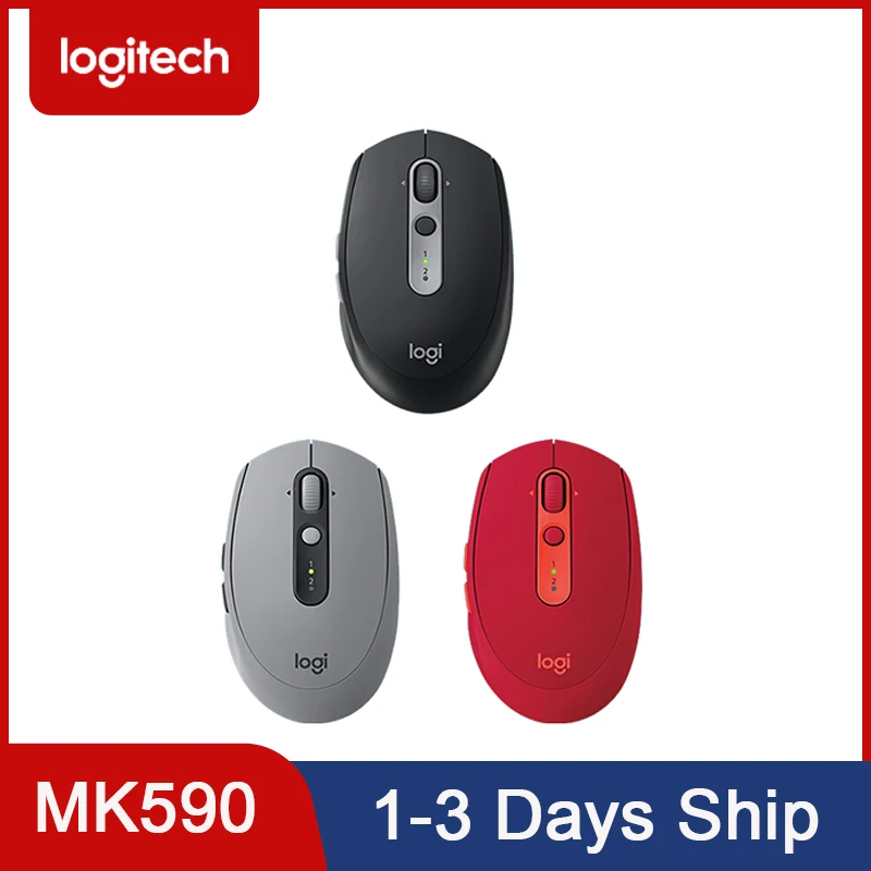Logitech-ratón inalámbrico M590, Bluetooth, fotoeléctrico, silencioso, Control de ordenador, receptor inalámbrico de 2,4 GHz, conexión Dual