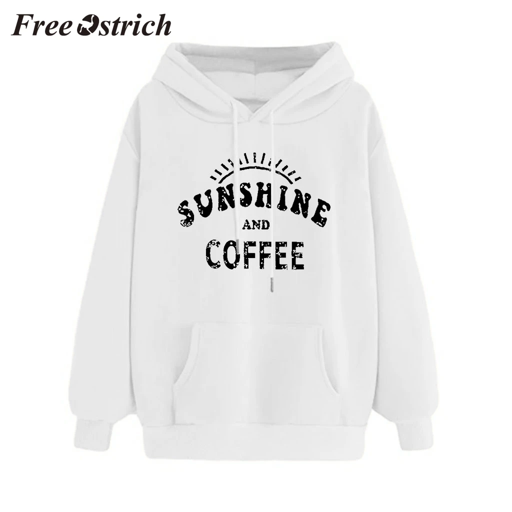 

FREE OSTRICH Women Letter Print Long Sleeve Casual Hooded Casual Pullover Sweatshirt Fashion Personality Comfortable Sweatshirt