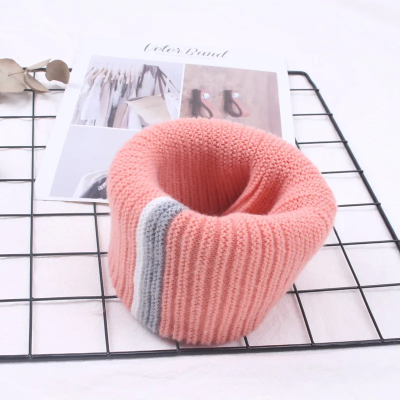 pink Новинка года; зимний шейный платок для девочек; детский хлопковый комбинезон; теплые мягкие шарфы для мальчиков и девочек; вязаный шарф с круглым вырезом - Цвет: pink