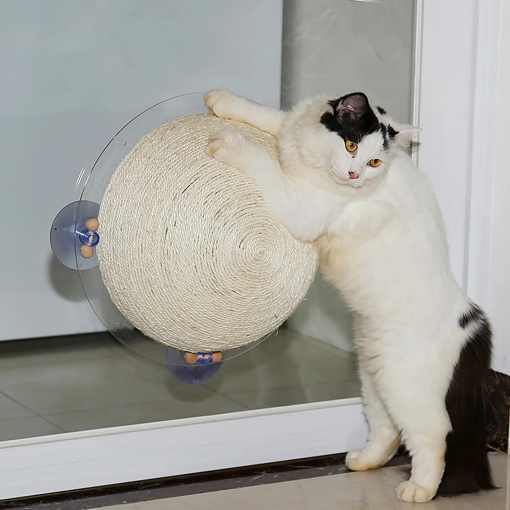 

Cat Scratcher Scratching Domed Ball Half Ball Cat Scratcher with Window Suckers Cat Perch On Window Wall