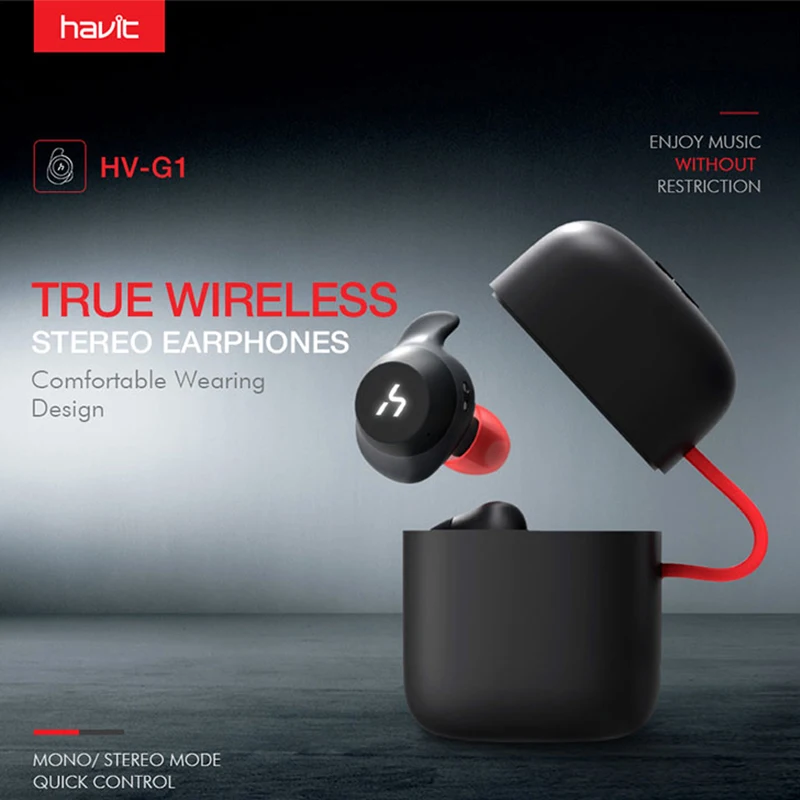 Dropshipping TWS Bluetooth Earphone True Wireless Sport  Waterproof 3D Stereo Earbuds for Handsfree Calls HAVIT G1