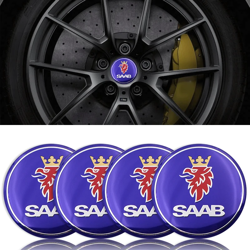 Car styling 4 pieces Wheel Hub Cap Stickers 56.5mm emblems For Saab 93 95 9-3 9-5 900 9000 Auto Accessories | Автомобили и