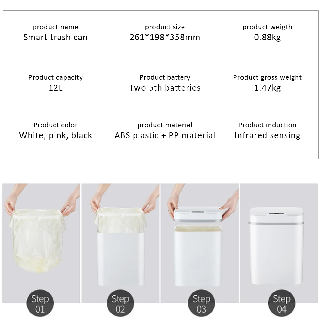 Широко открывающийся экологически чистый мусорный бак Автоматический Бесконтактный кухонный мусорный бак интеллектуальные индукционные движения сенсорные контейнеры для мусора