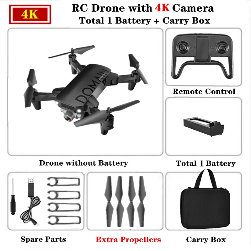 R7 RC Дрон 4K HD камера складной Профессиональный селфи Квадрокоптер с wifi FPV Camerra мини-Дрон Вертолет игрушка для детей - Цвет: 4K Carry Box B1