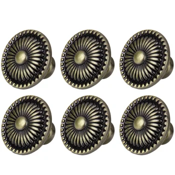 

6Pcs Zinc Alloy Knobs Single Hole Door Handle Vintage Floral Shape Knobs for Wooden Door Cabinet Drawer Cupboard with 6Pcs Screw