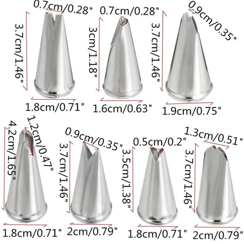 Description Picture 4 of itemCake Pastry Fondant Tools 7 Pcs/lot Metal Stainless Steel Decorating Tip Leaves Icing Cream Piping Nozzles Cake Decoration Tubes