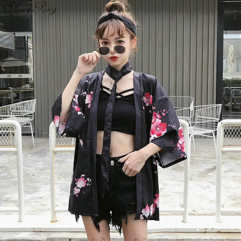 Kimonos женские юката женские японские наряды уличная Гейша Женские кимоно косплей harajuku одежда haori obi V1634