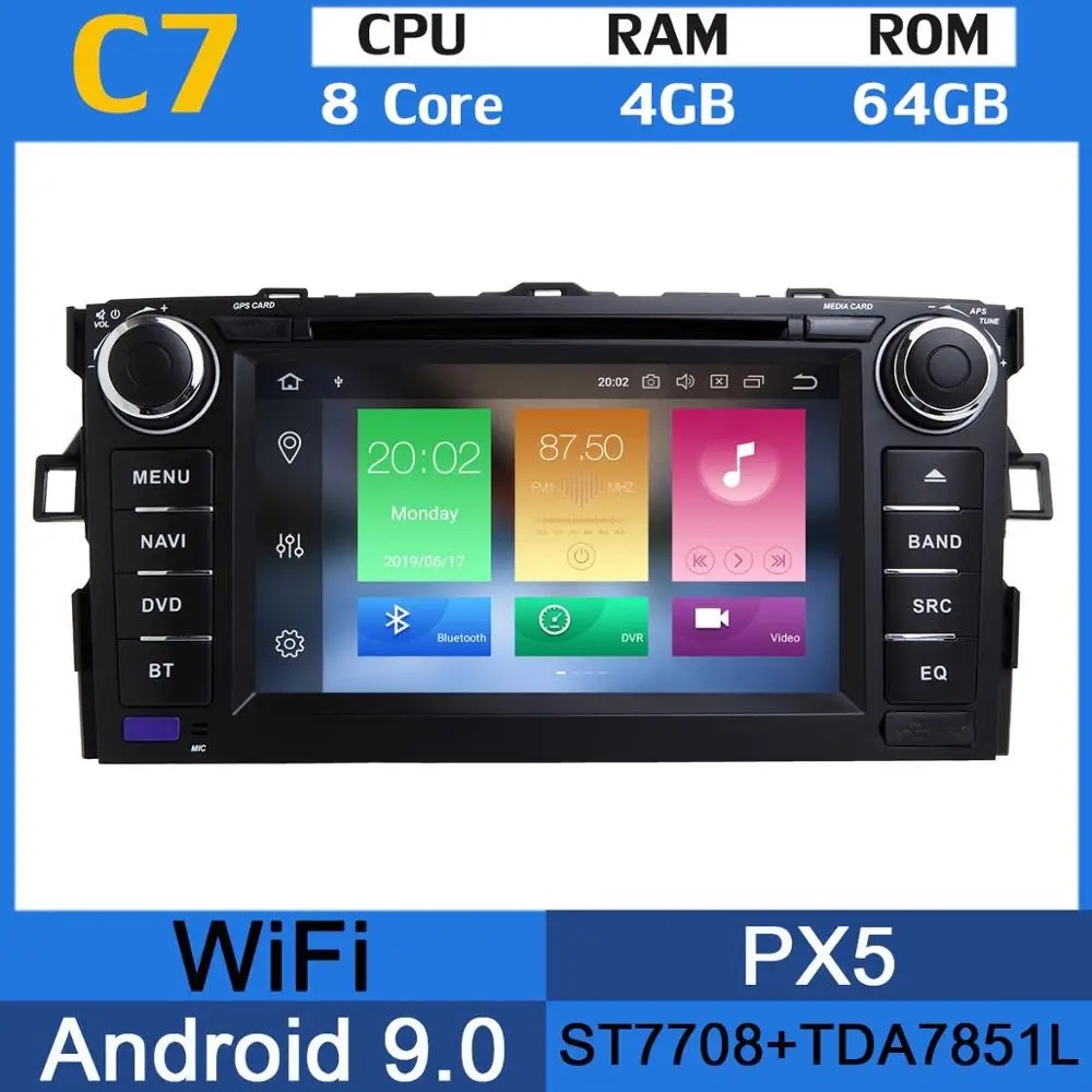 8Core 4G RAM 64G GB " Android 9,0 PX6 4G Оперативная память+ 64G Встроенная память Автомобильный мультимедийный DVD плеер для Toyota Auris 2006 2007 2008 2009 2010 2011 радио gps навигации - Цвет: 8Core 4G RAM 64G GB