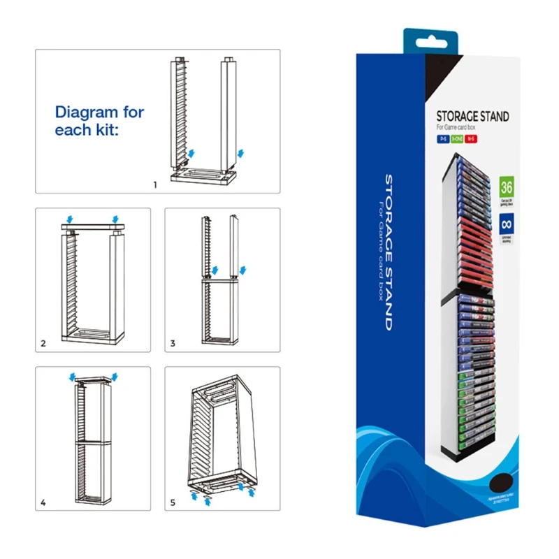 Disco Host Suporte de Armazenamento com Dupla Camada Disco de Jogos Torre Vertical 36 Discos de Jogos para Ps4 Ps5 Switch Xboxone - Image 6