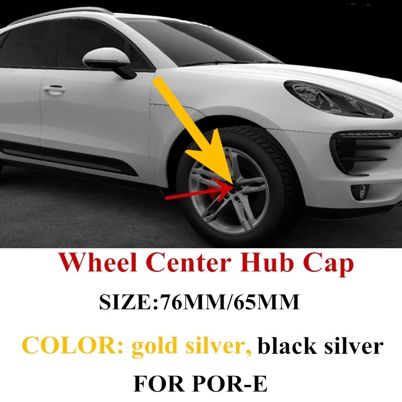 4PCS 76mm Aluminum Gray Wheel Center Hub Caps Wheel Rim Hub Cover For Porsche