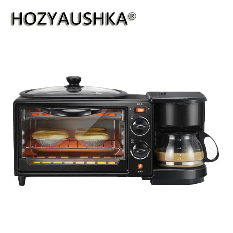 3 в 1 машина для завтрака 600w Кофе горшок + 750w тэппанъяки духовка выпечки хлеба