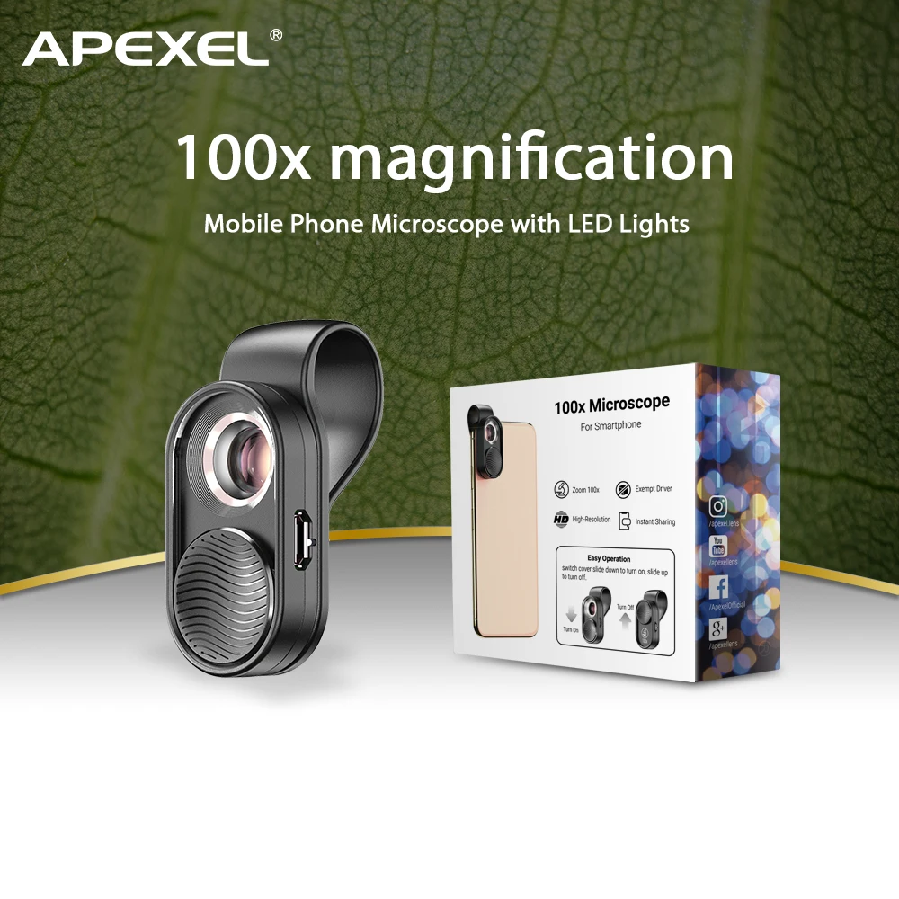 Микроскоп APEXEL 100X планшетофон микроскоп со светодиодной подсветкой карманные