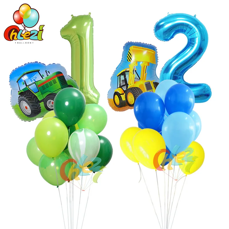 

12pcs Farm Tractor Helium Balloons 40 inch Number Foil balloon baby shower Farm Theme birthday party decorations kids Air Globos