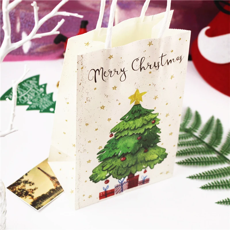 

Snowflake Merry Christmas Paper Bag Snowman Christmas Tree Food Cookie Gift Packing Bag Happy New Year 2019 Christmas Candy Bag