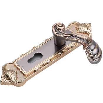 

European Style Retro Door Handle Lock Aluminum Alloy Vintage Interior Bedroom Lock Anti-Theft Home Room Safety Door Locks