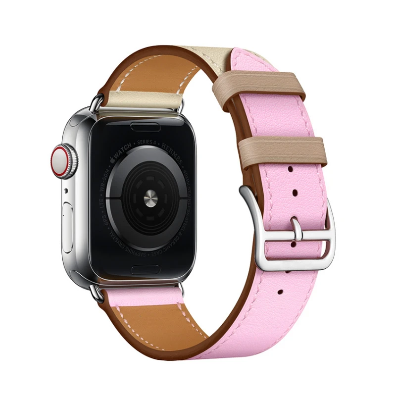 Ремешок из коровьей кожи для Apple Watch Band 44 мм iwatch Series 5 4 3 2 1 умные Аксессуары 42 мм петля 38 мм Замена браслета 40 мм - Цвет ремешка: Sakura powder clay