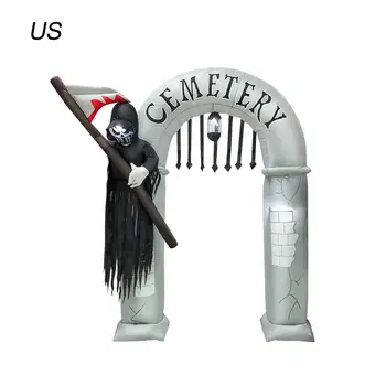

Halloween decor Inflatable Haunted House Castle With Skeleton Skulls Lighted Grim Reaper Archway Blow Up Outdoor Halloween Decor