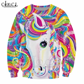 

New Fashion Rainbow Unicorn Sweatshirt 3D Printed Long Sleeve Casual Streetwear Animal Pullover Tops B25