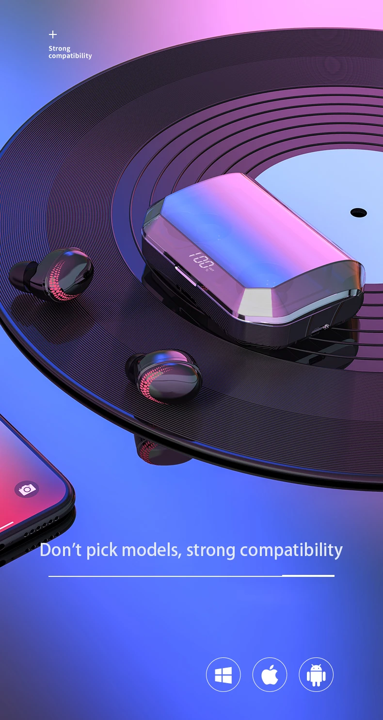 TWS Bluetooth V5.0 HIFI беспроводные наушники 8D стерео спортивные наушники гарнитура с зарядной коробкой микрофон для iPhone Xiaomi